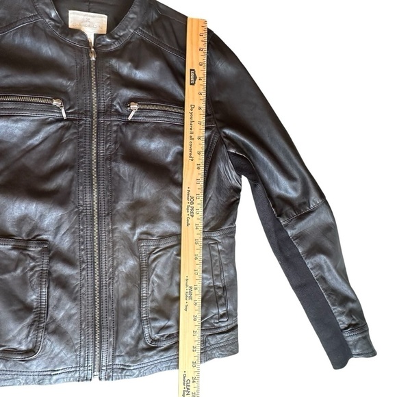 Caslon extra large black leather bomber jacket - Picture 9 of 12
